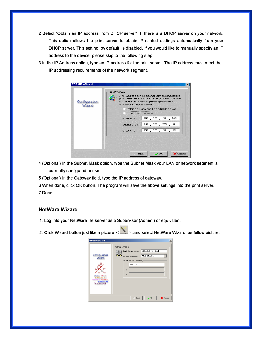 Epson (USB 2.0) user manual NetWare Wizard 