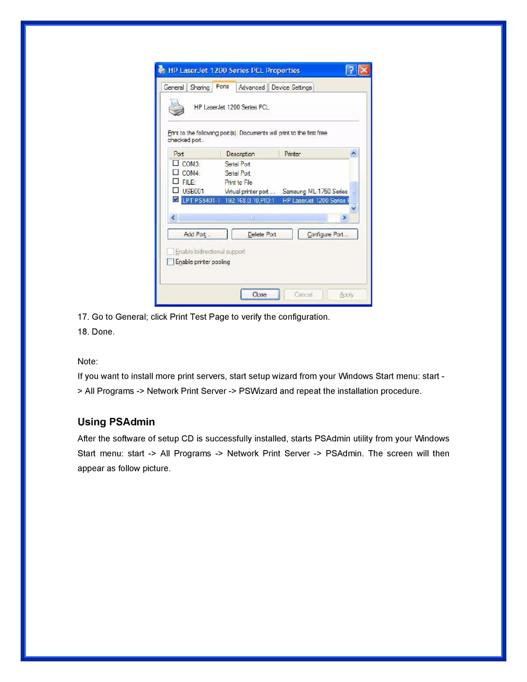 Epson (USB 2.0) user manual Using PSAdmin 