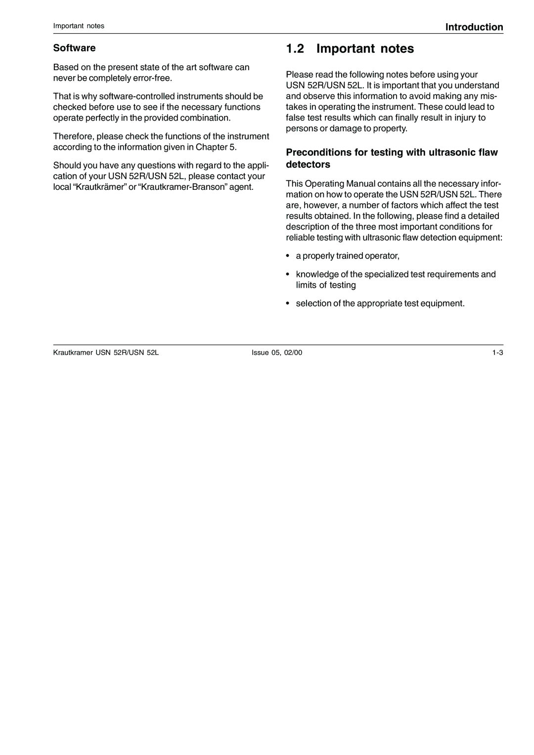 Epson USN 52L, USN 52R manual Important notes, Software, Preconditions for testing with ultrasonic flaw detectors 