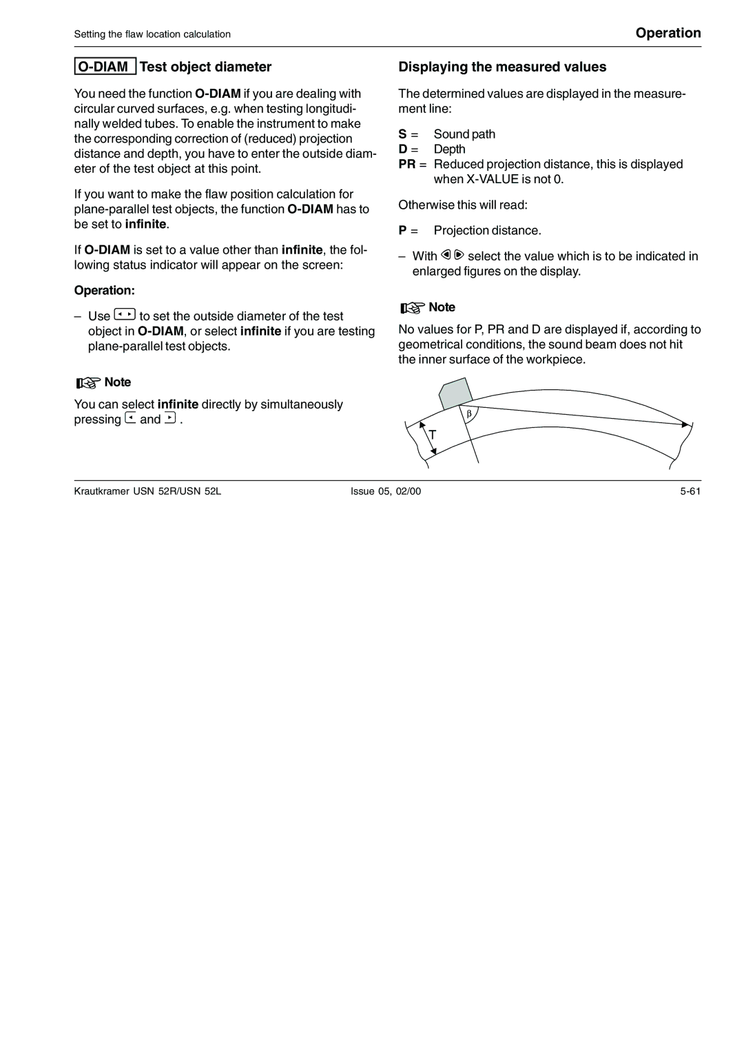 Epson USN 52L, USN 52R manual Diam Test object diameter, Displaying the measured values 