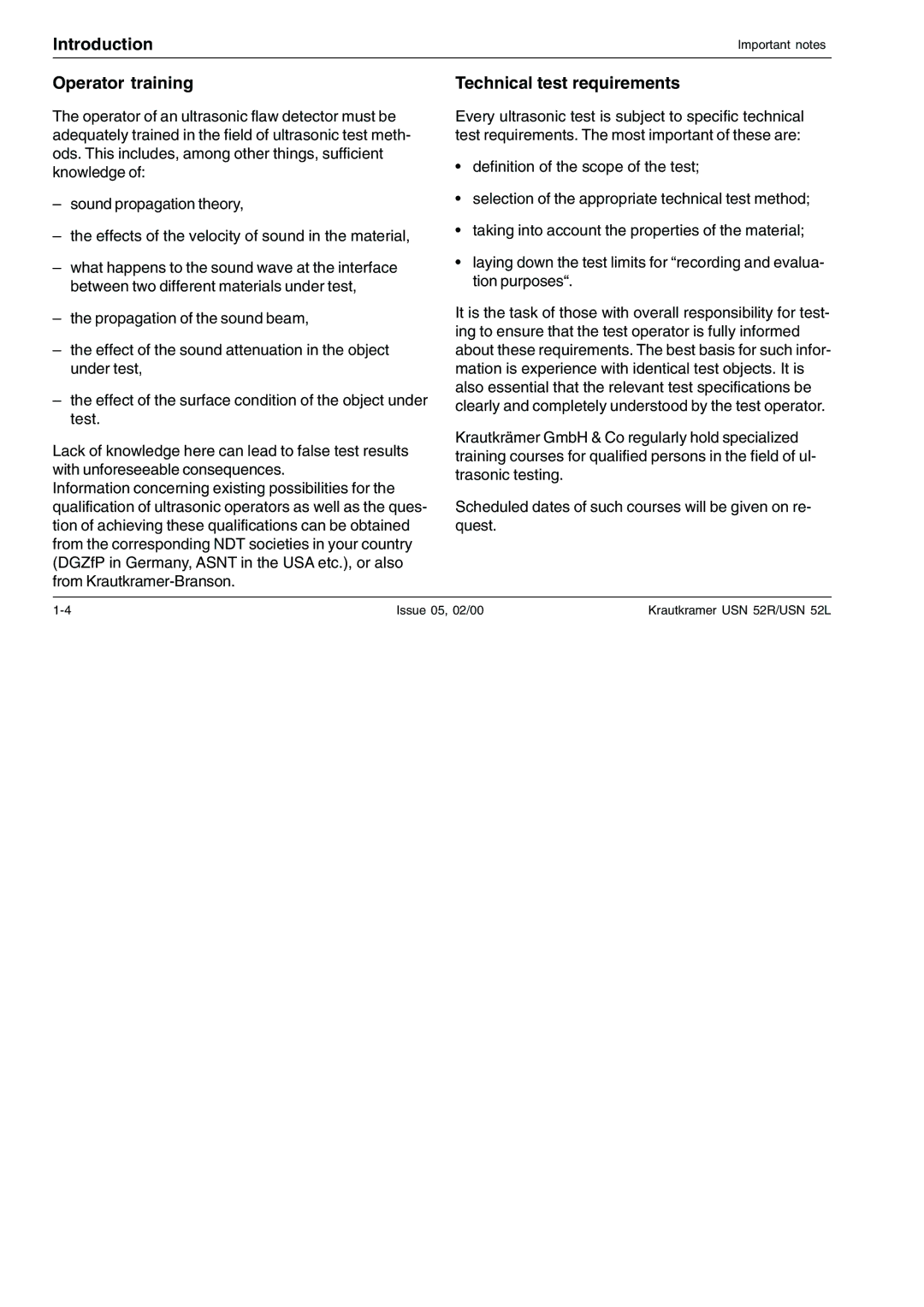 Epson USN 52R, USN 52L manual Operator training, Technical test requirements 