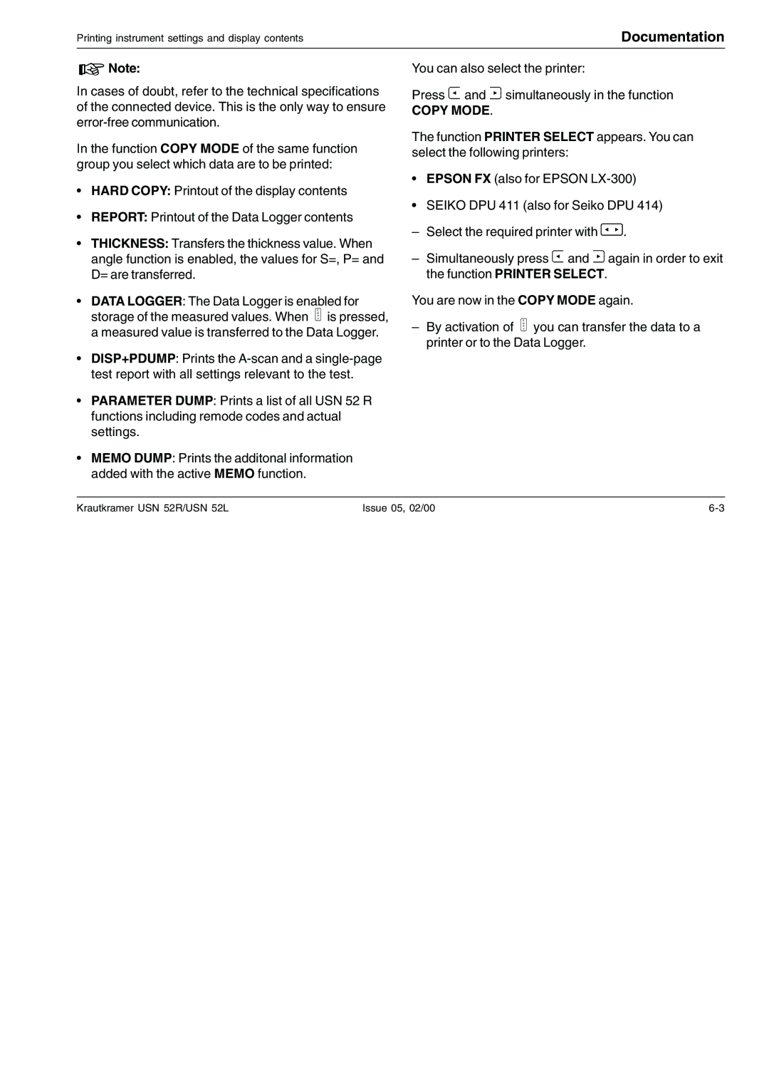 Epson USN 52L, USN 52R manual Copy Mode 