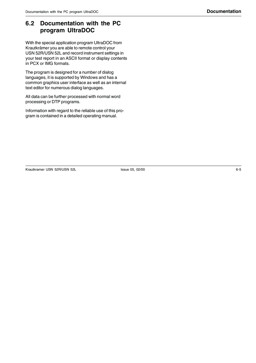 Epson USN 52L, USN 52R manual Documentation with the PC program UltraDOC 