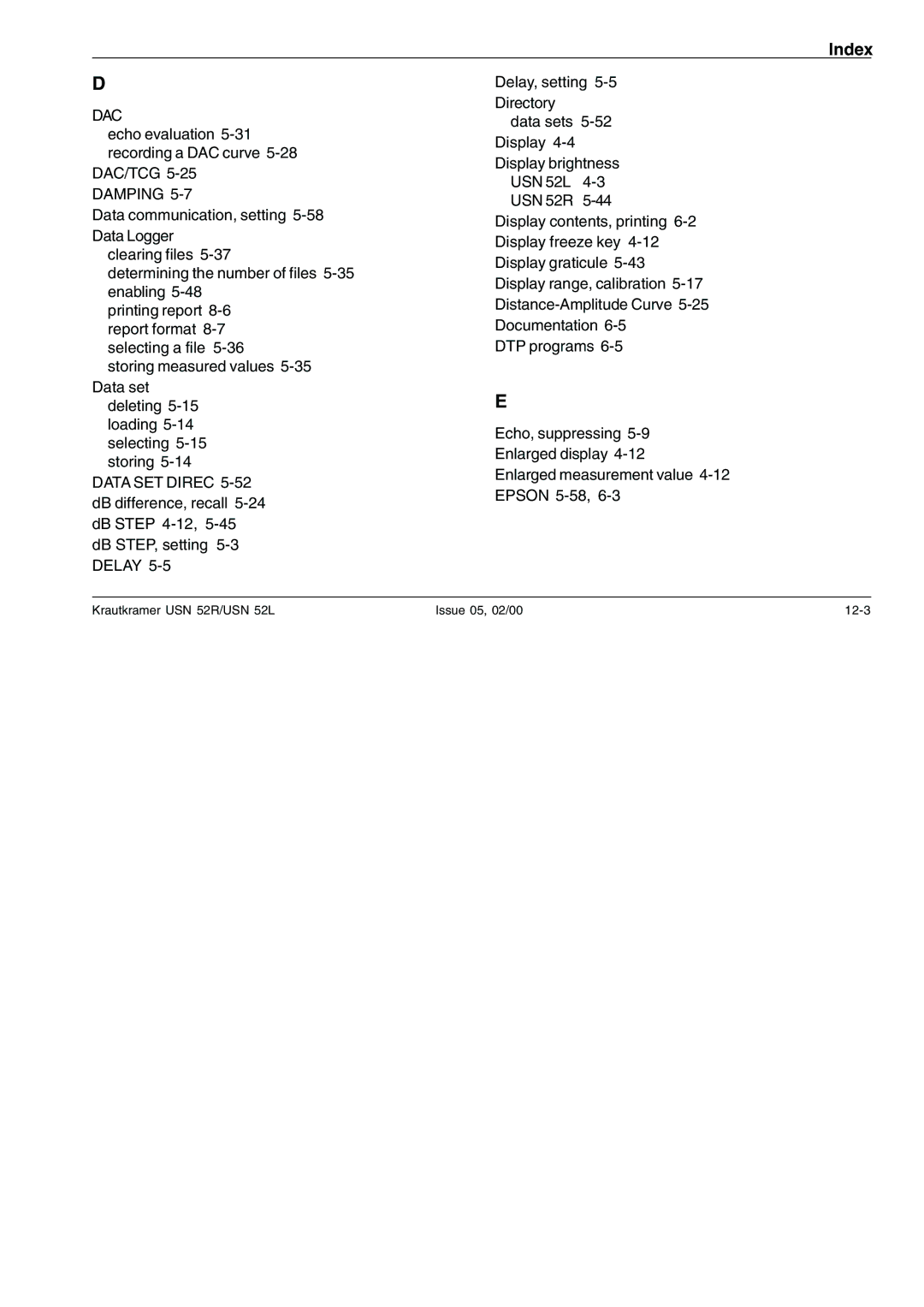 Epson USN 52L, USN 52R manual Dac 