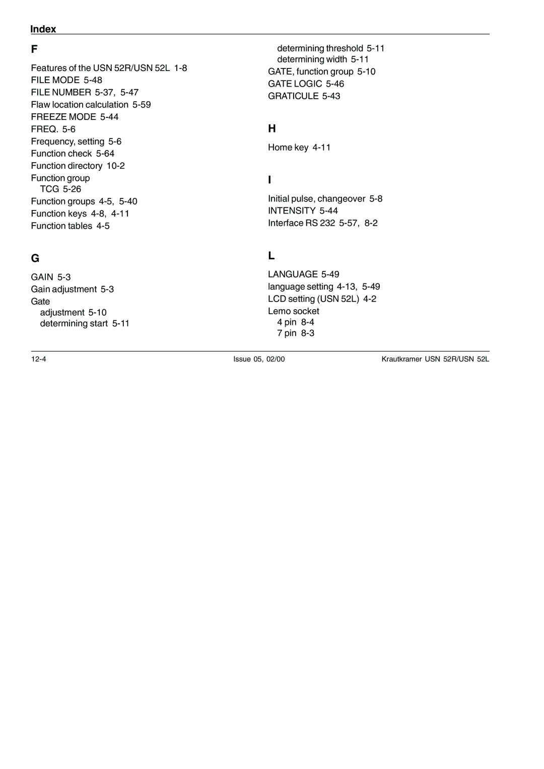 Epson manual Issue 05, 02/00 Krautkramer USN 52R/USN 52L 