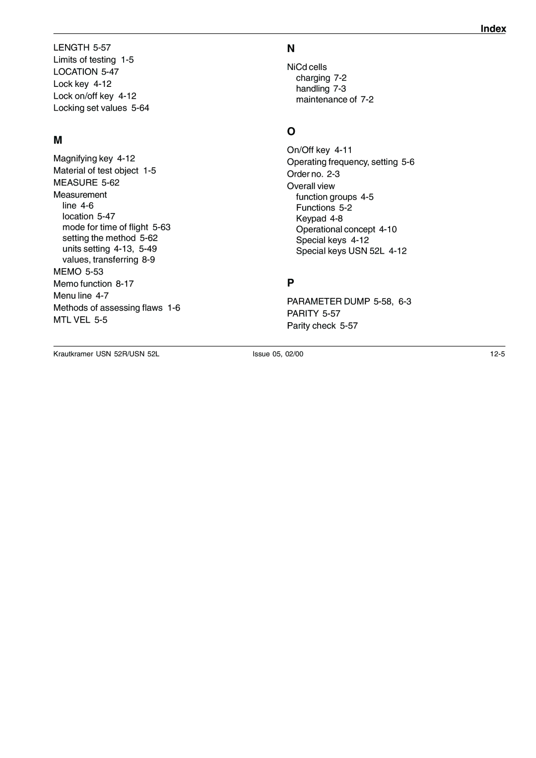 Epson USN 52L, USN 52R manual Parameter Dump 5-58, 6-3 Parity 