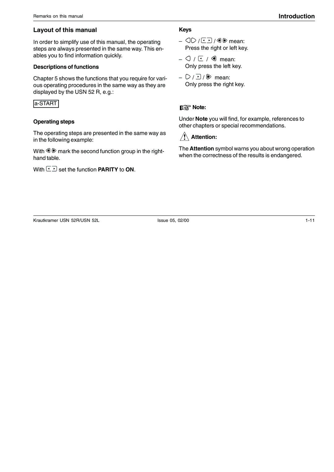 Epson USN 52L, USN 52R Layout of this manual, Descriptions of functions, Operating steps, Keys 