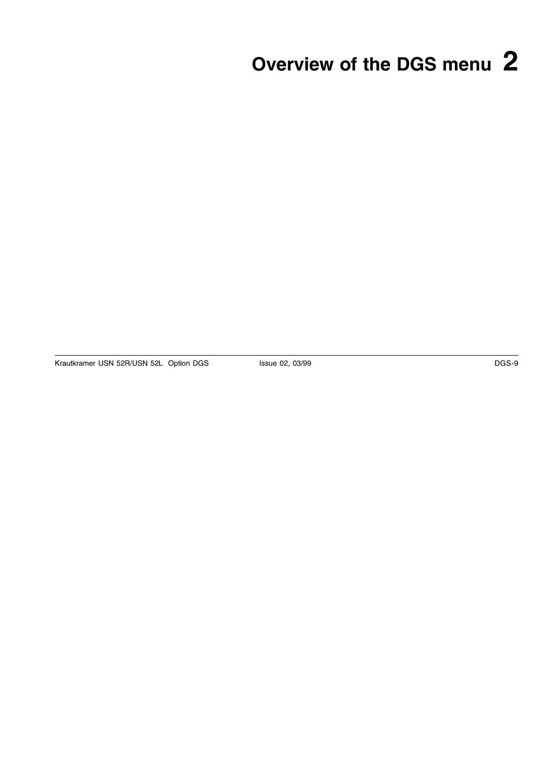 Epson USN 52L, USN 52R manual Overview of the DGS menu 