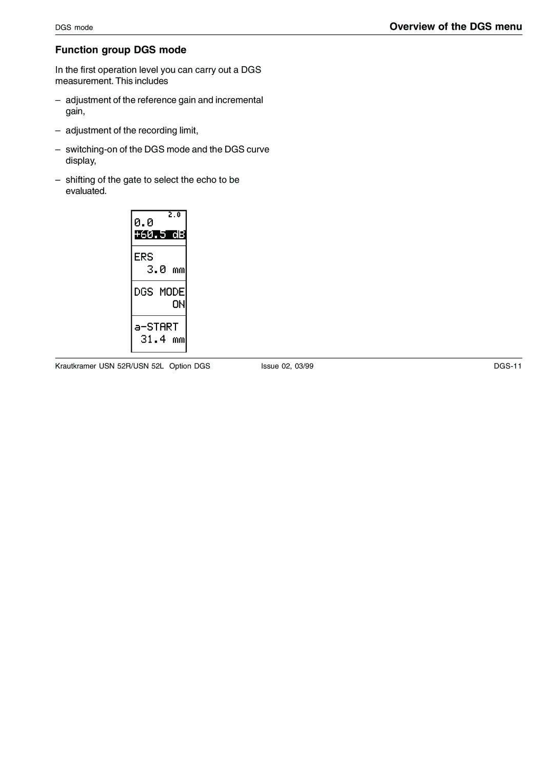 Epson USN 52L, USN 52R manual Function group DGS mode 