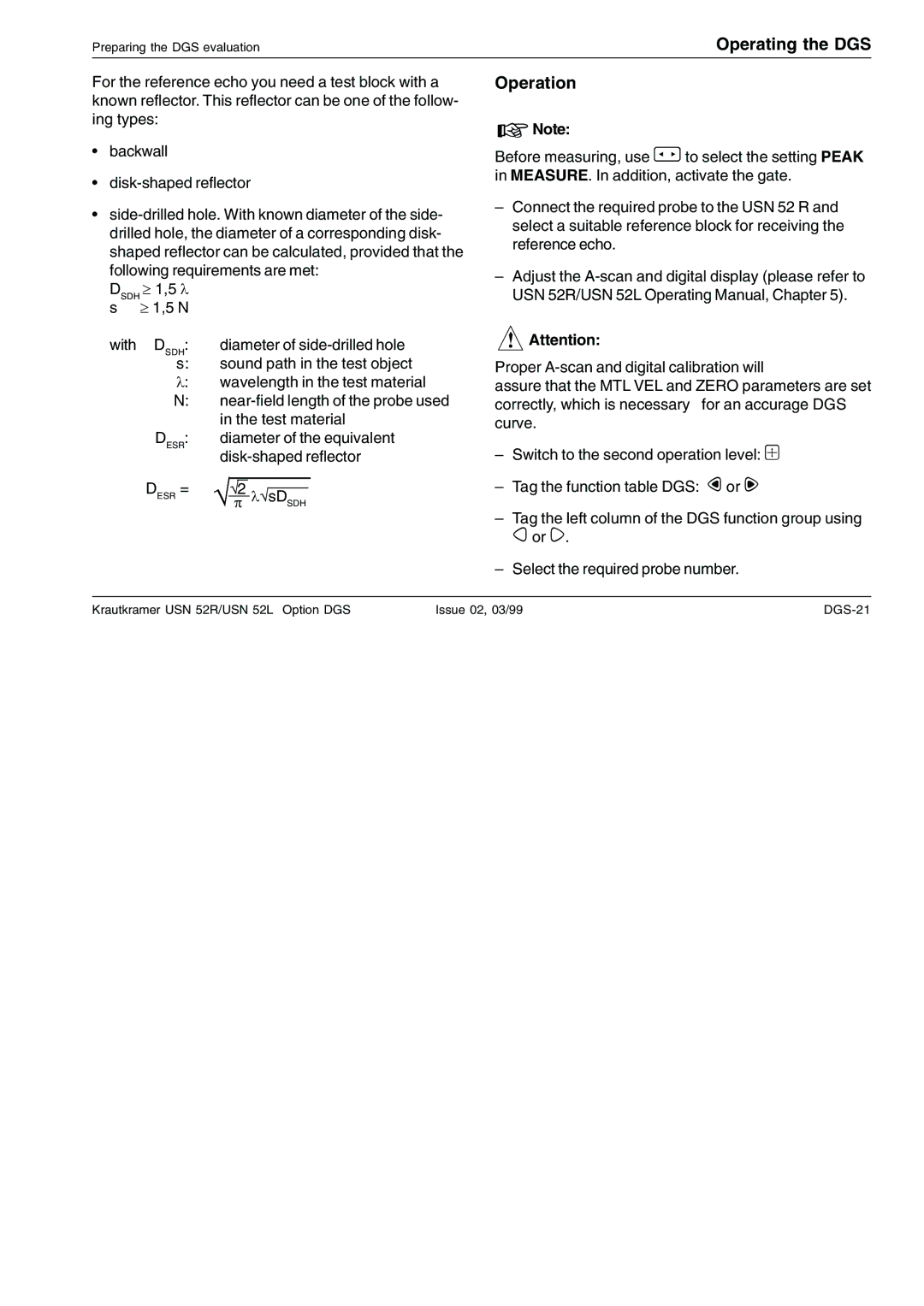 Epson USN 52L, USN 52R manual Diameter of the equivalent 