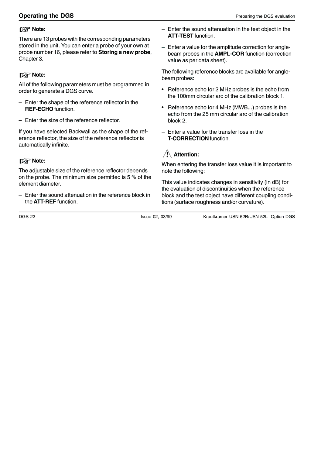 Epson USN 52R, USN 52L manual Operating the DGS 