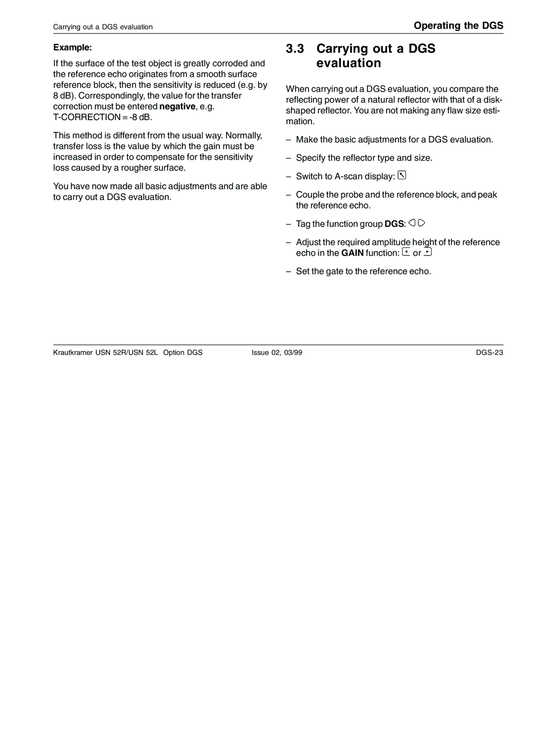 Epson USN 52L, USN 52R manual Carrying out a DGS evaluation, Example 