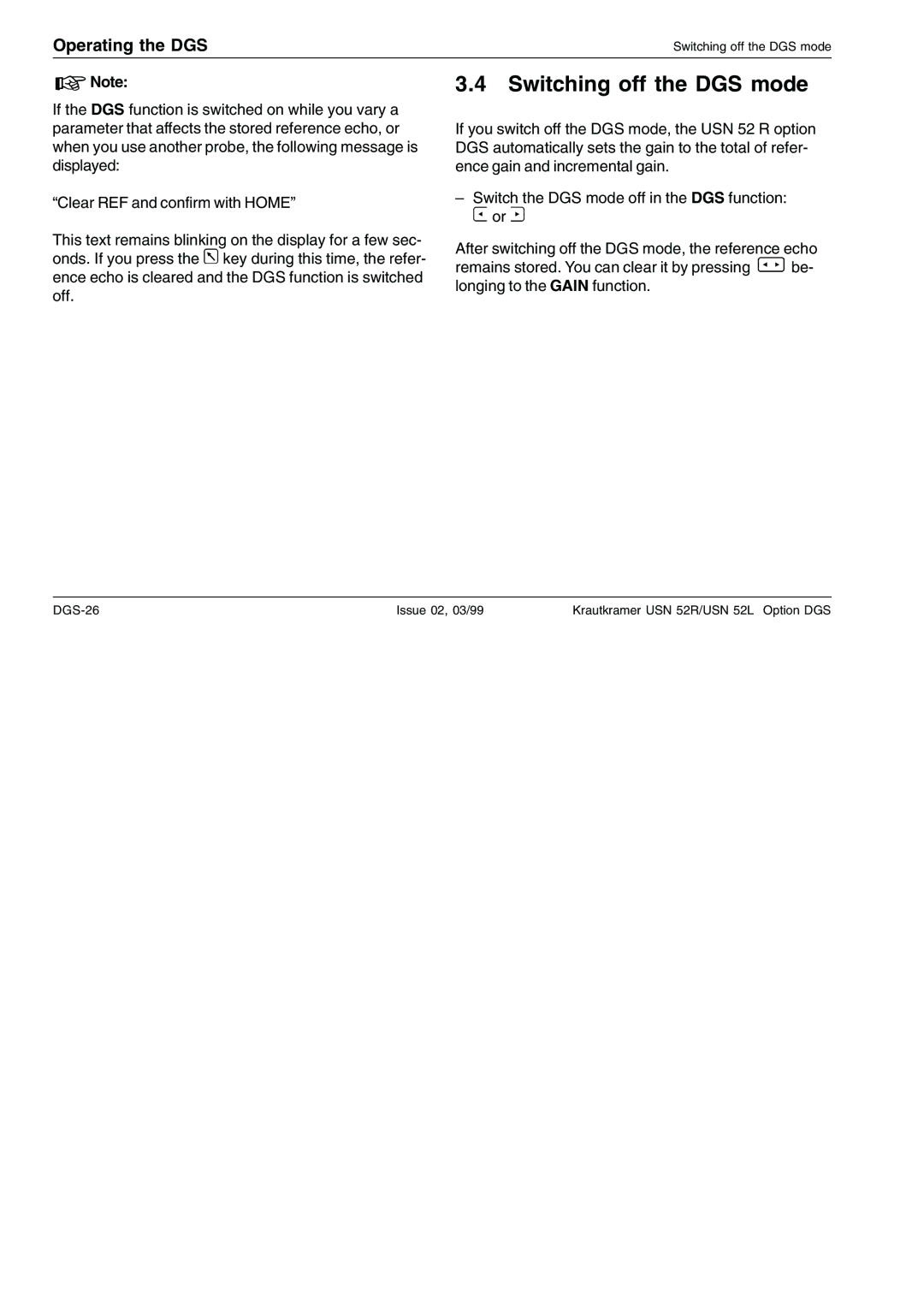 Epson USN 52R, USN 52L manual Switching off the DGS mode 