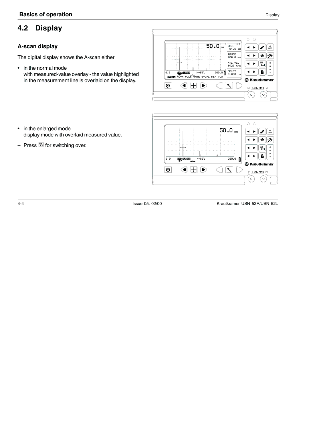 Epson USN 52R, USN 52L manual Display, Scan display 