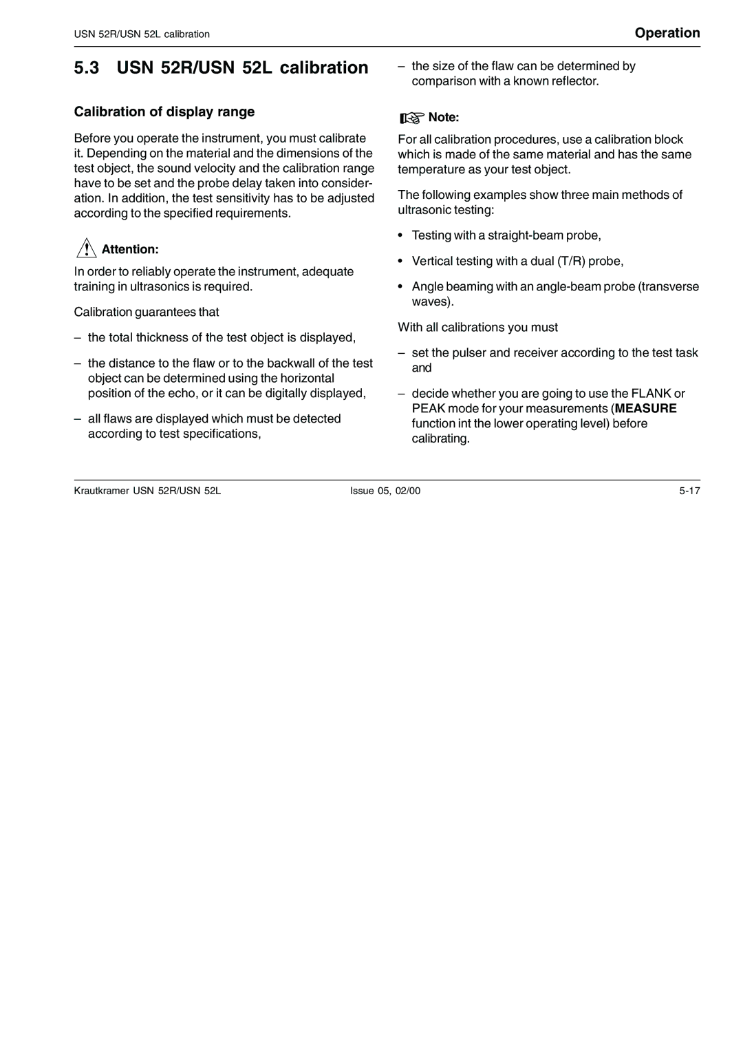 Epson manual USN 52R/USN 52L calibration, Calibration of display range 