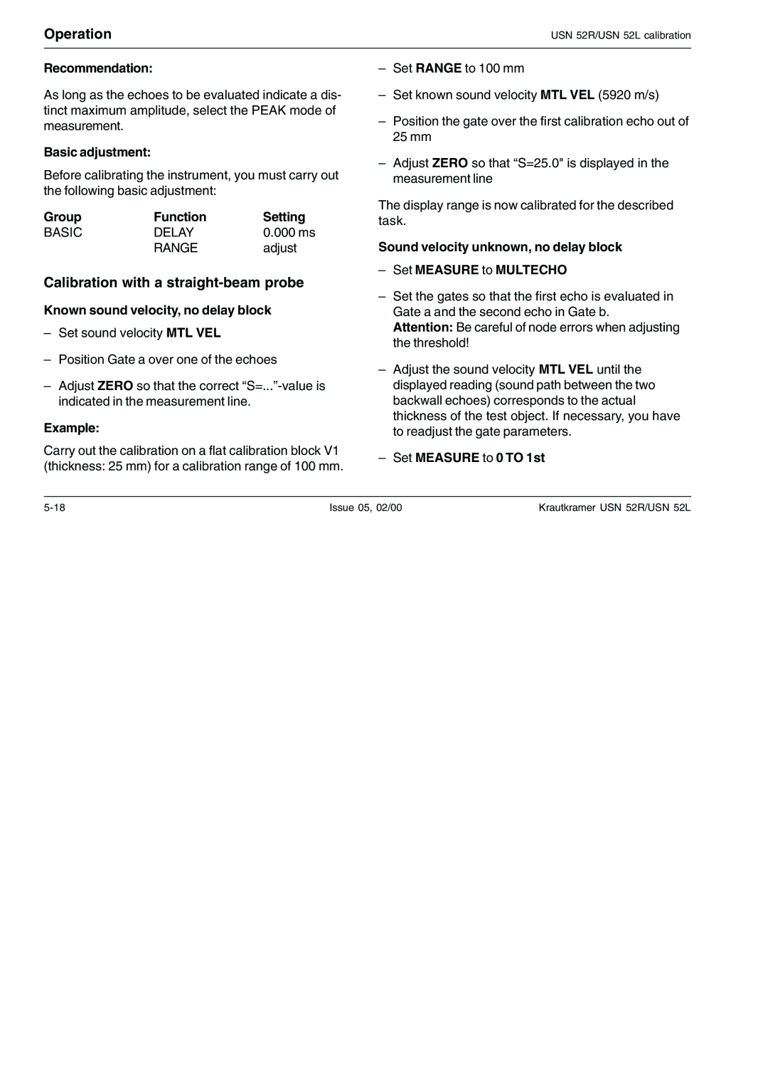 Epson USN 52R, USN 52L manual Calibration with a straight-beam probe 