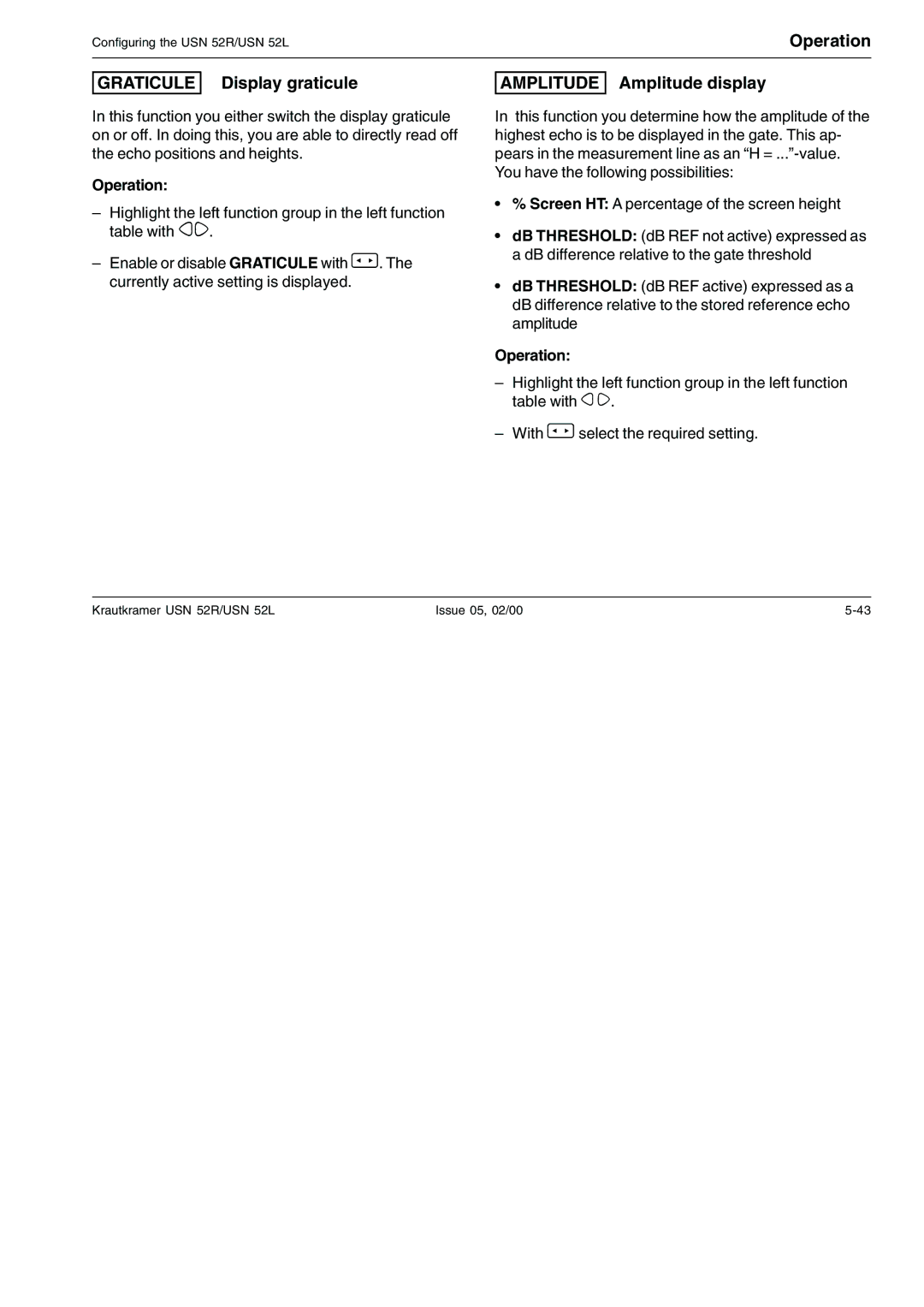 Epson USN 52L, USN 52R manual Graticule Display graticule, Amplitude Amplitude display 