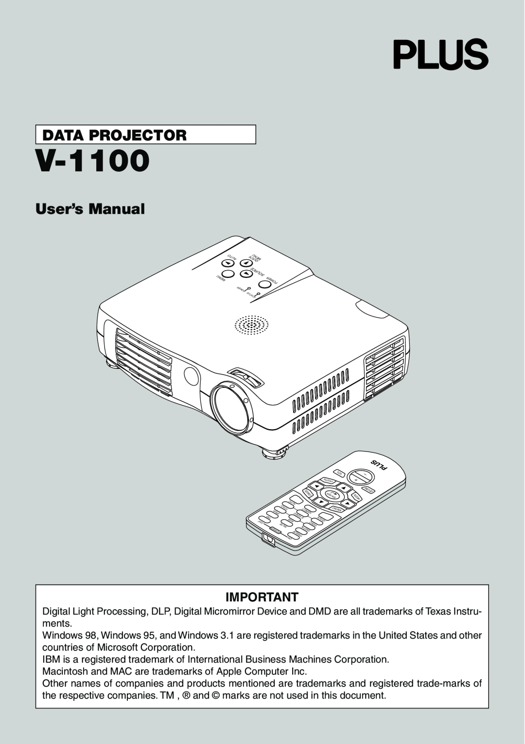 Epson V-1100 user manual Data Projector, Auto, Menu, Source 