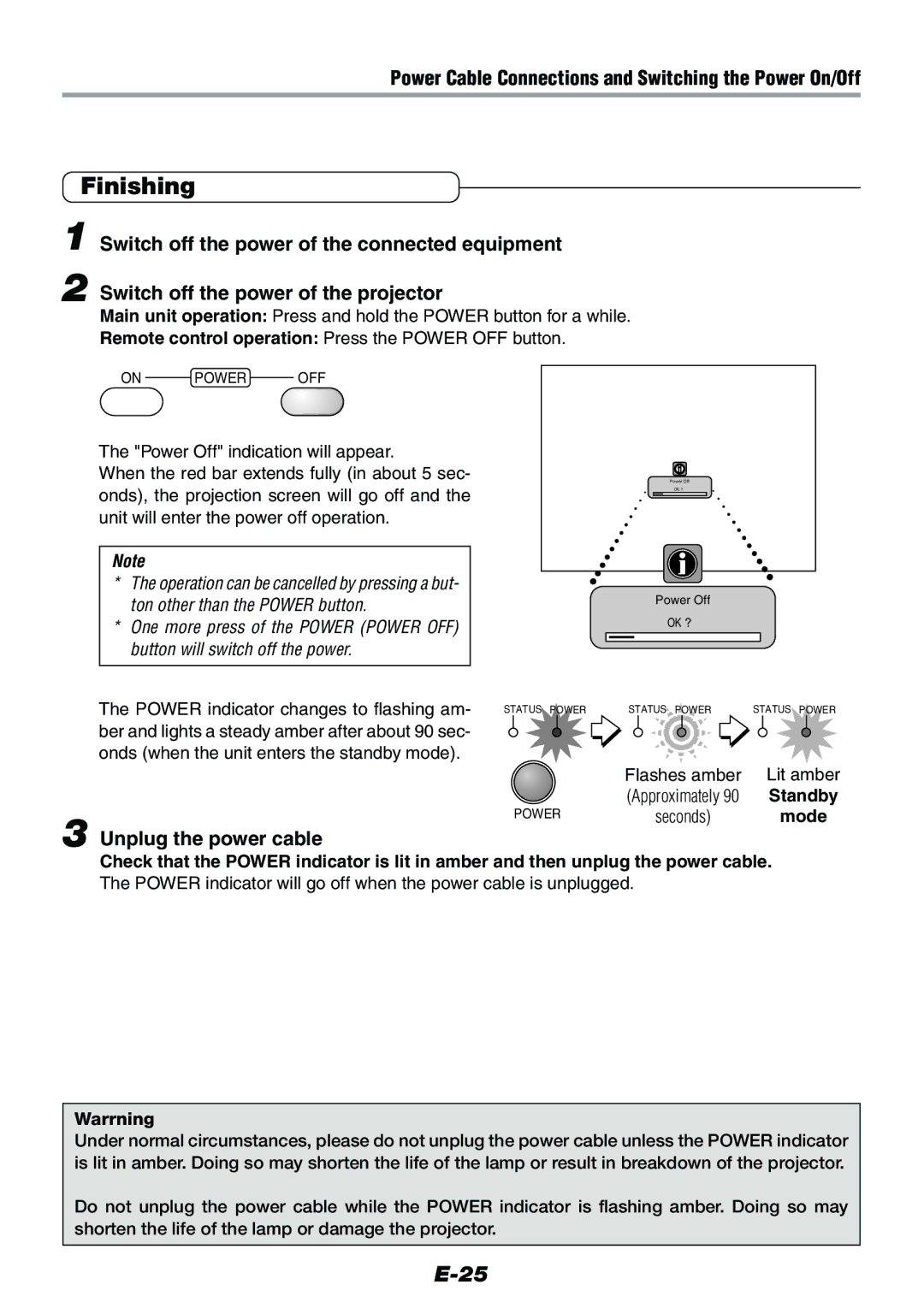 Epson V-1100 user manual Finishing, Power Cable Connections and Switching the Power On/Off, Unplug the power cable 