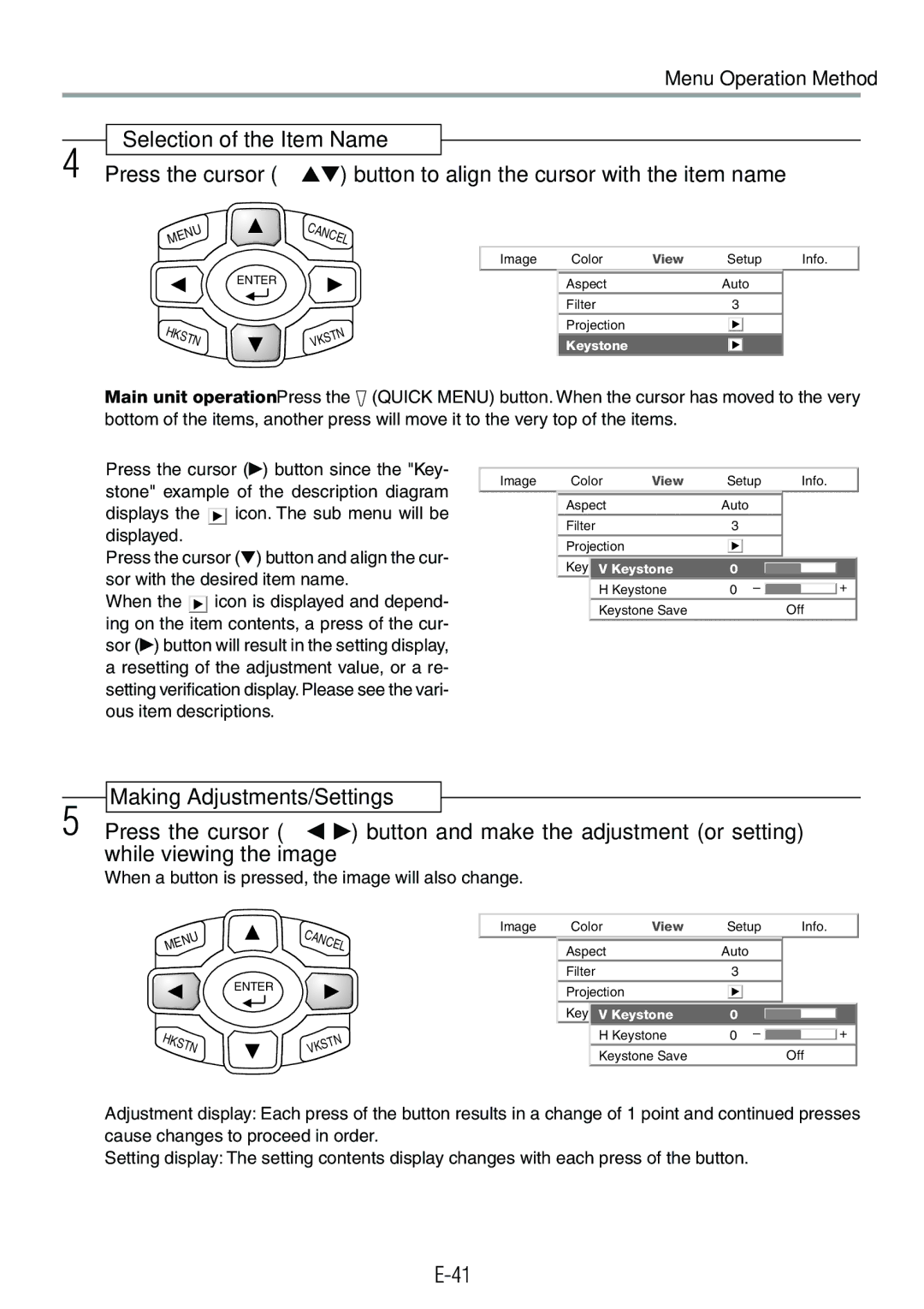 Epson V-1100 user manual Stone example of the description diagram, Displays Icon. The sub menu will be, Displayed 