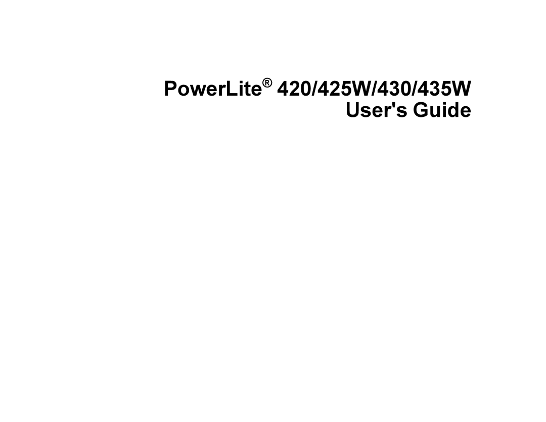 Epson V11H469020 manual PowerLite 420/425W/430/435W Users Guide 