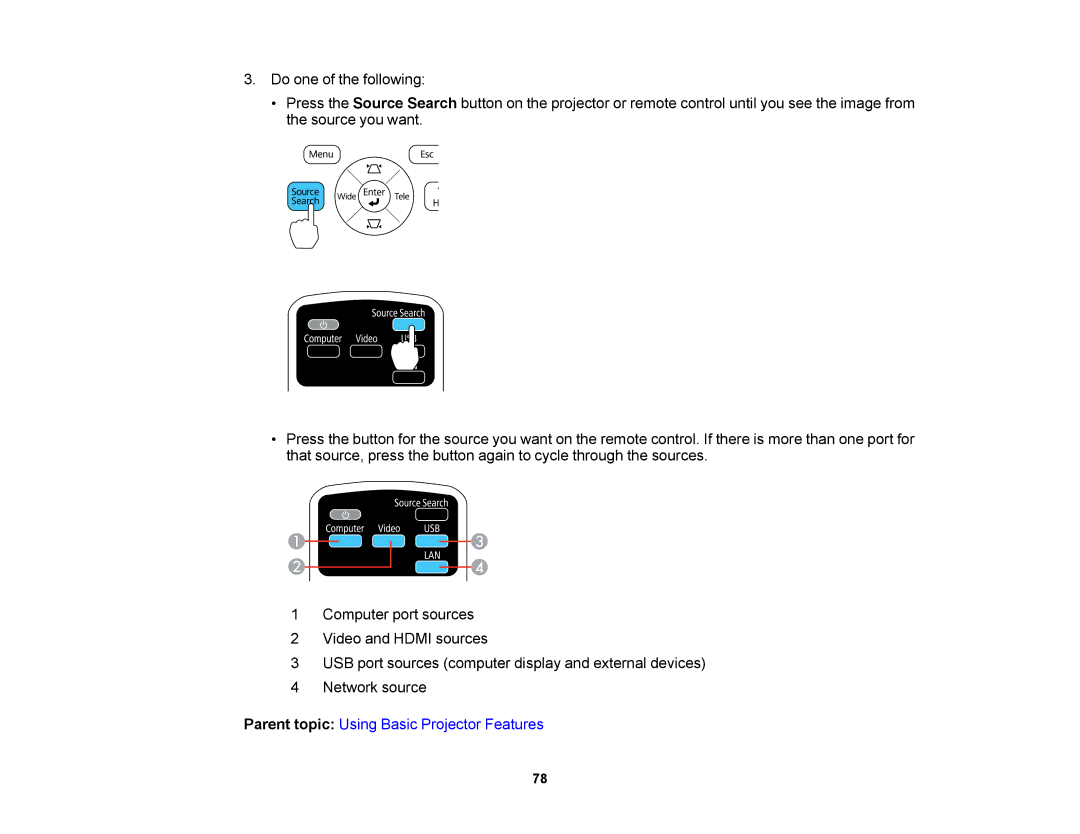 Epson V11H469020 manual Parent topic Using Basic Projector Features 