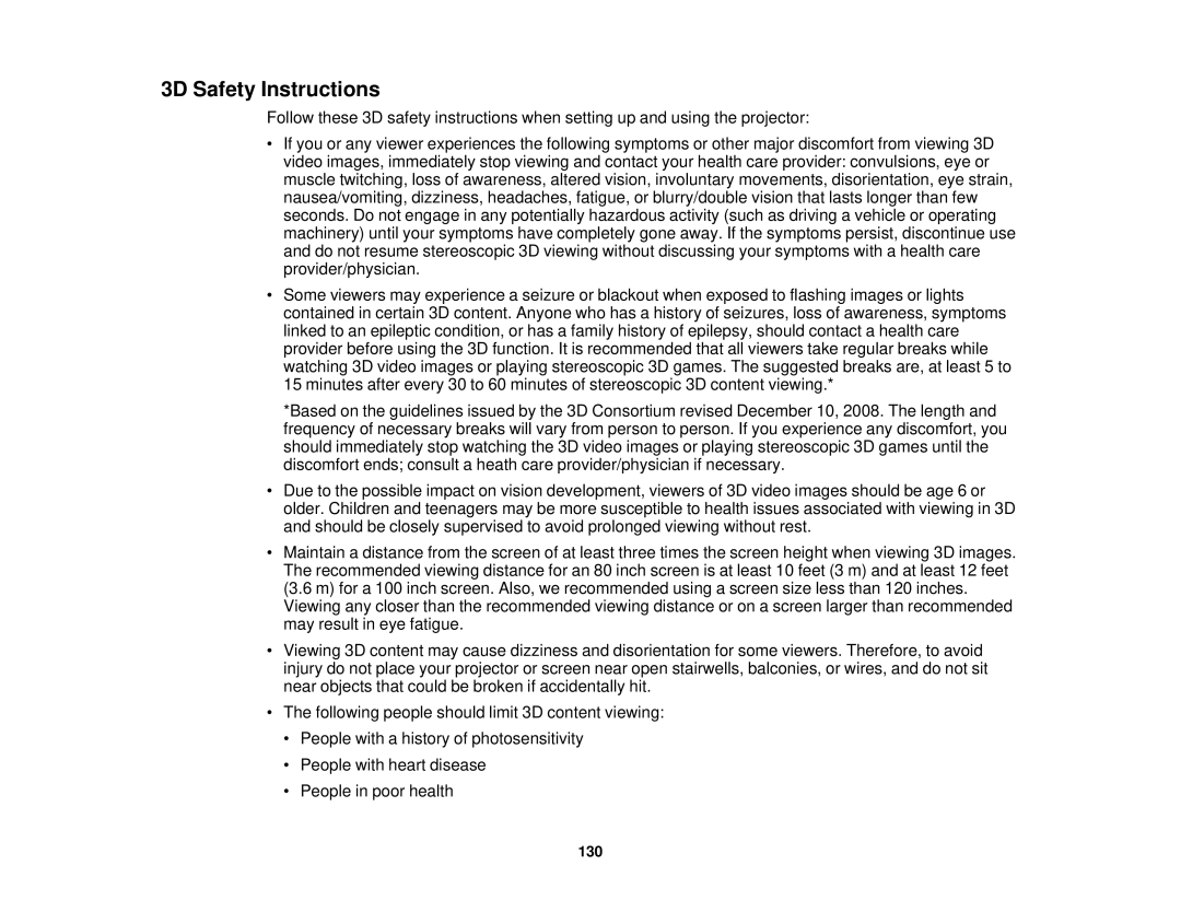 Epson V11H561020 manual 3D Safety Instructions 