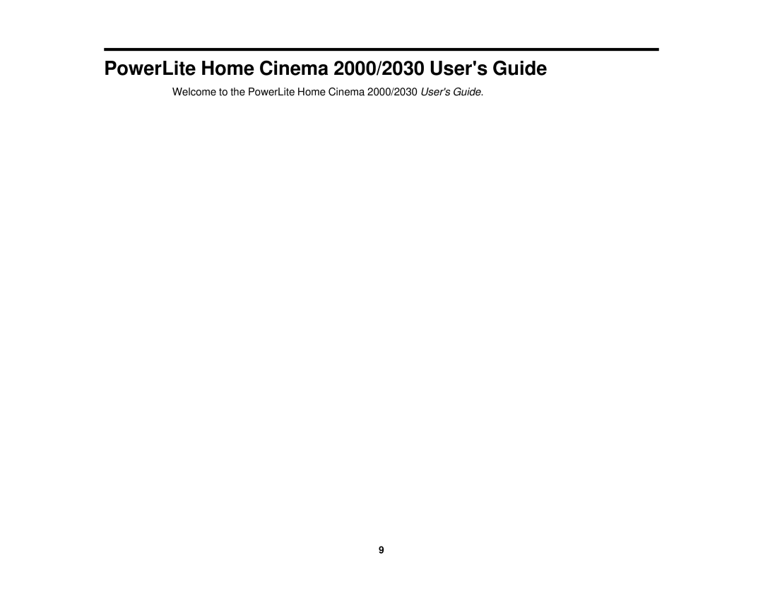 Epson V11H561020 manual PowerLite Home Cinema 2000/2030 Users Guide 