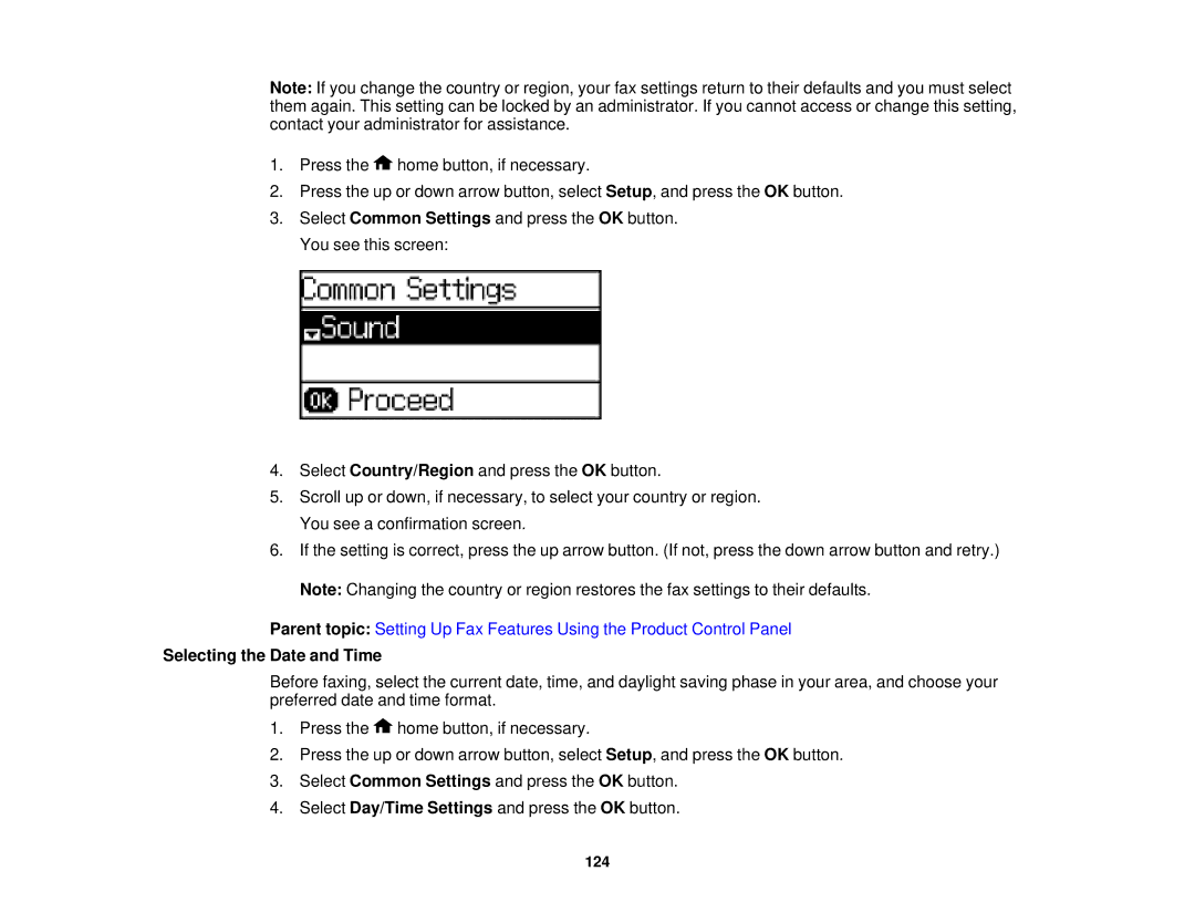 Epson WF-2630 manual Selecting the Date and Time 