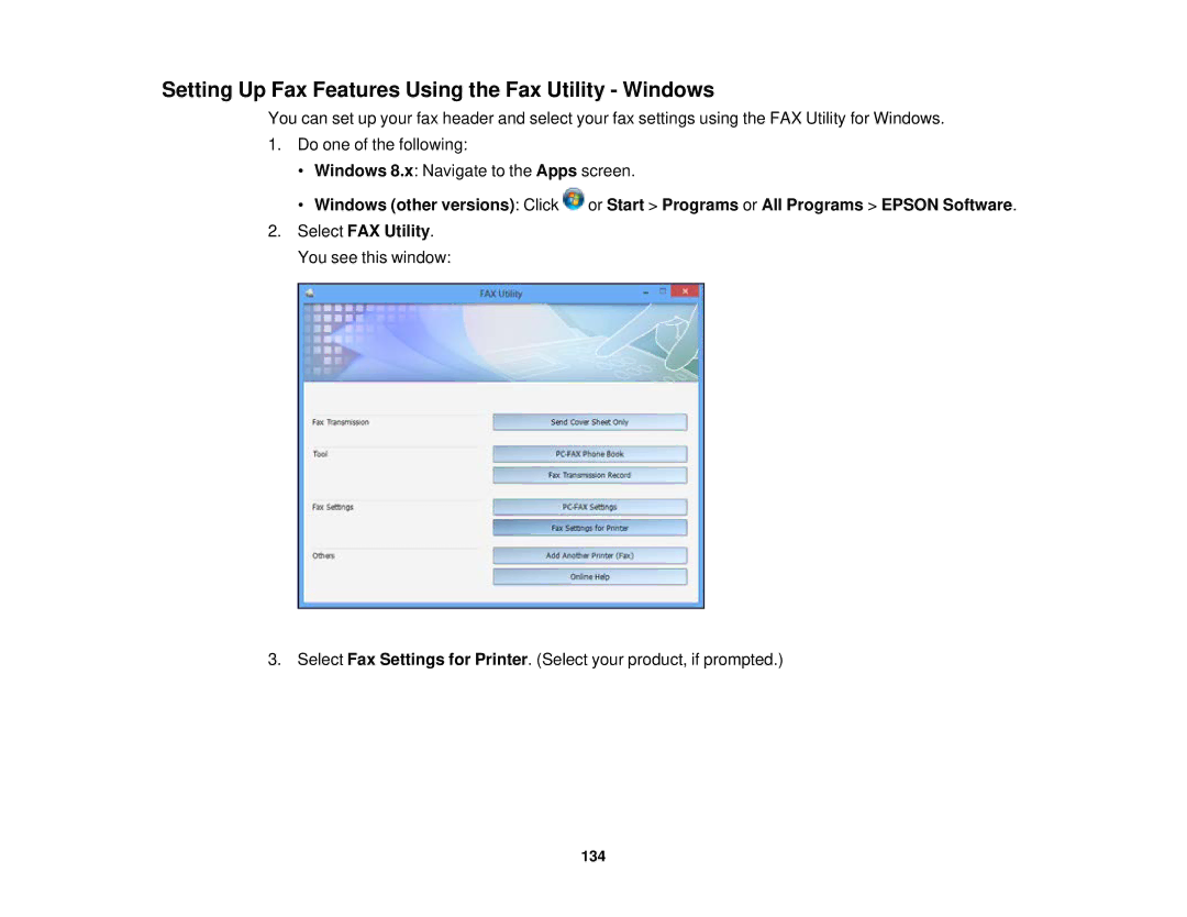 Epson WF-2630 manual Setting Up Fax Features Using the Fax Utility Windows 