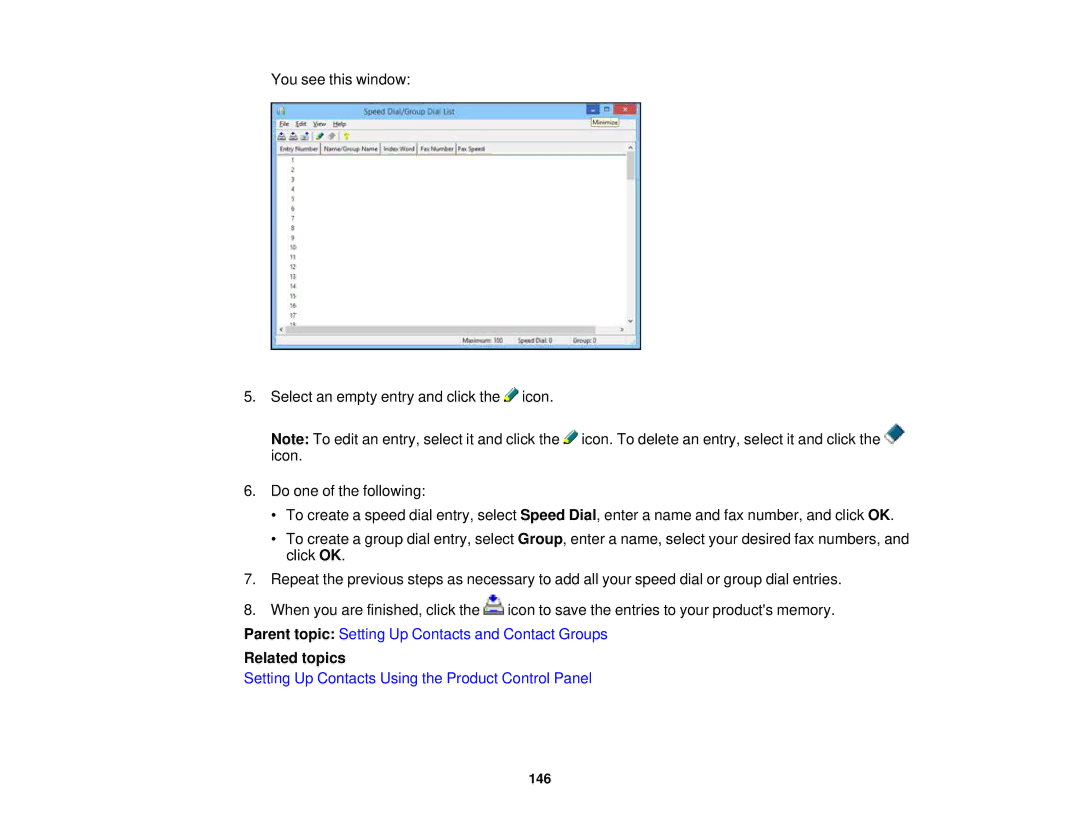 Epson WF-2630 manual Setting Up Contacts Using the Product Control Panel 