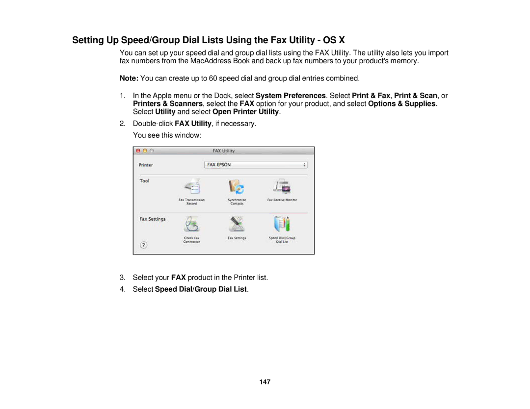 Epson WF-2630 manual Setting Up Speed/Group Dial Lists Using the Fax Utility OS 