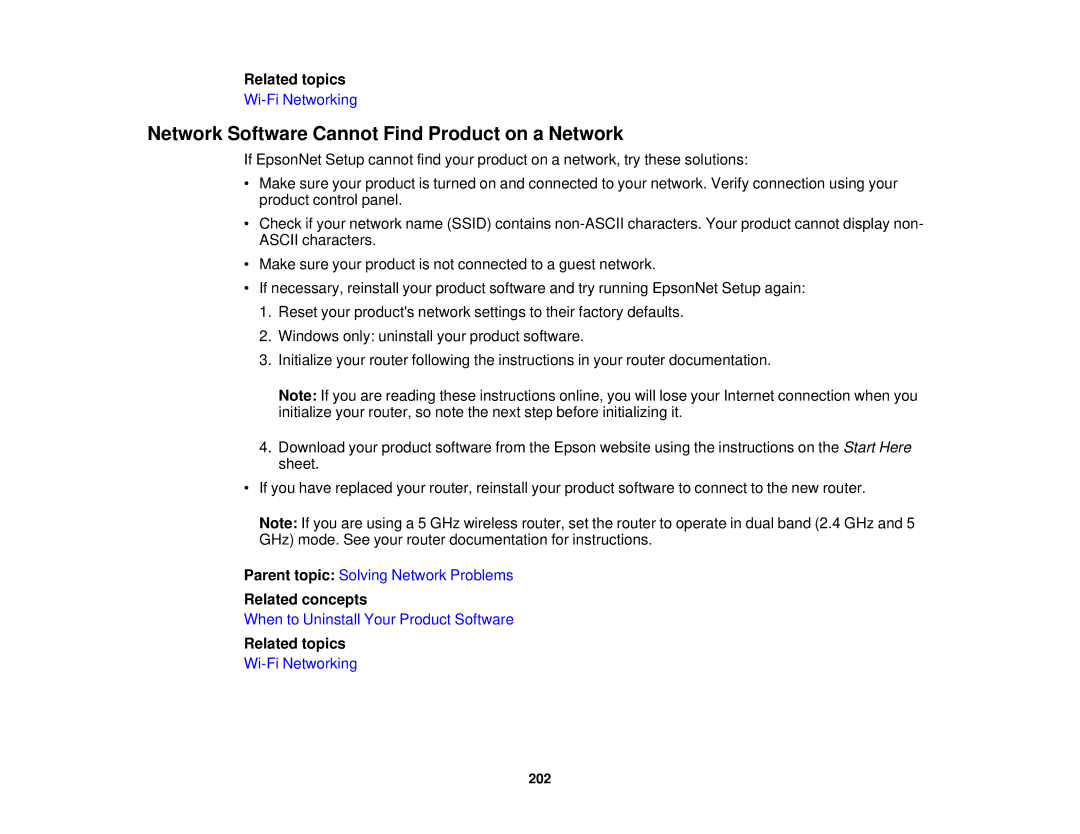 Epson WF-2630 manual Network Software Cannot Find Product on a Network, Related topics 