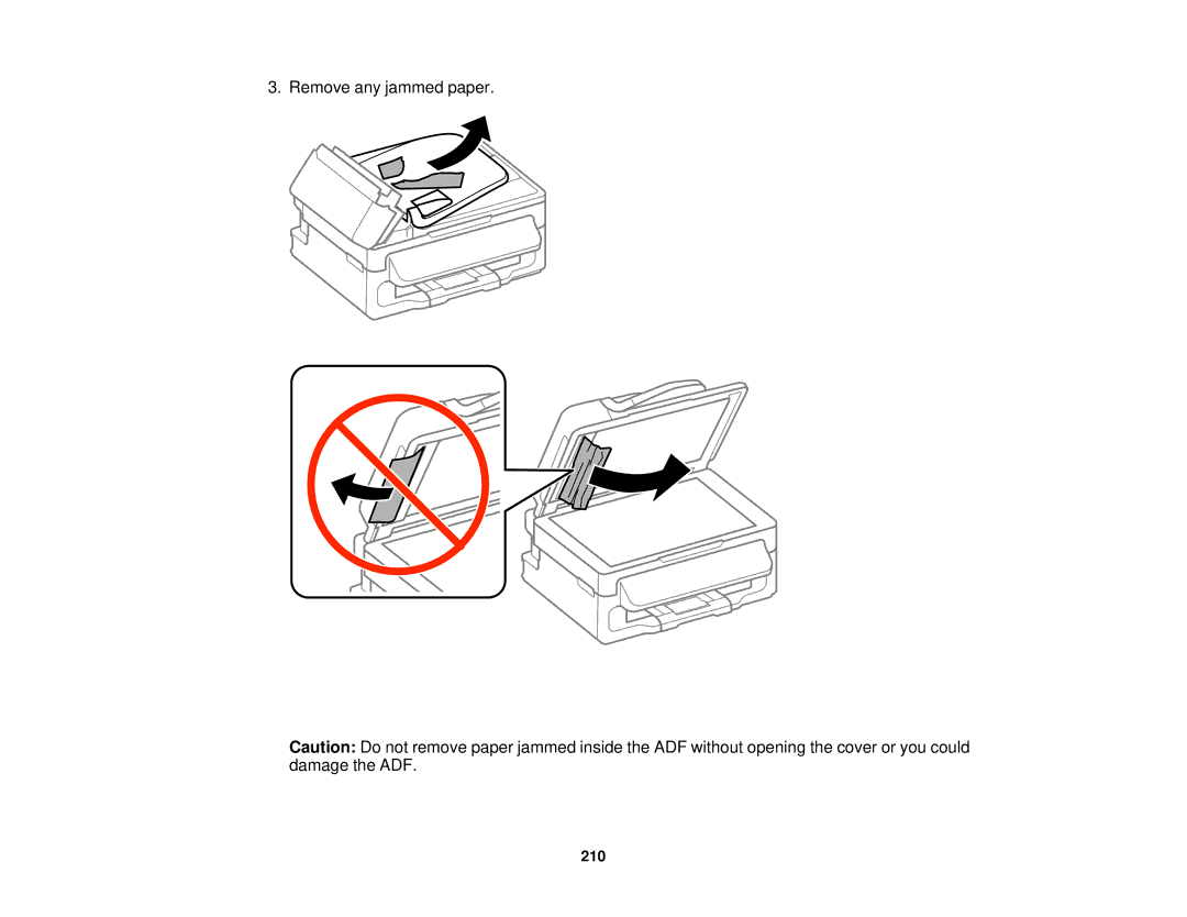 Epson WF-2630 manual Remove any jammed paper 