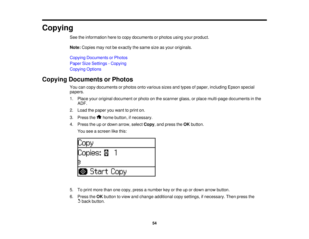 Epson WF-2630 manual Copying Documents or Photos 