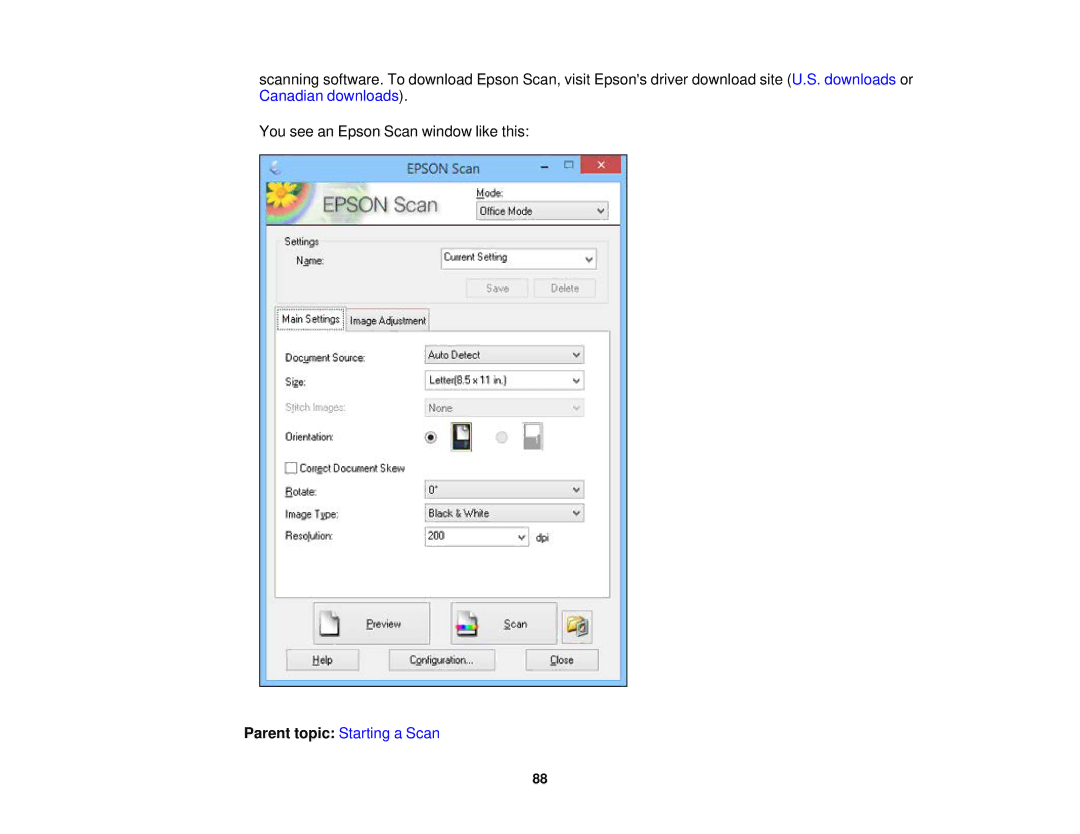 Epson WF-2630 manual Parent topic Starting a Scan 