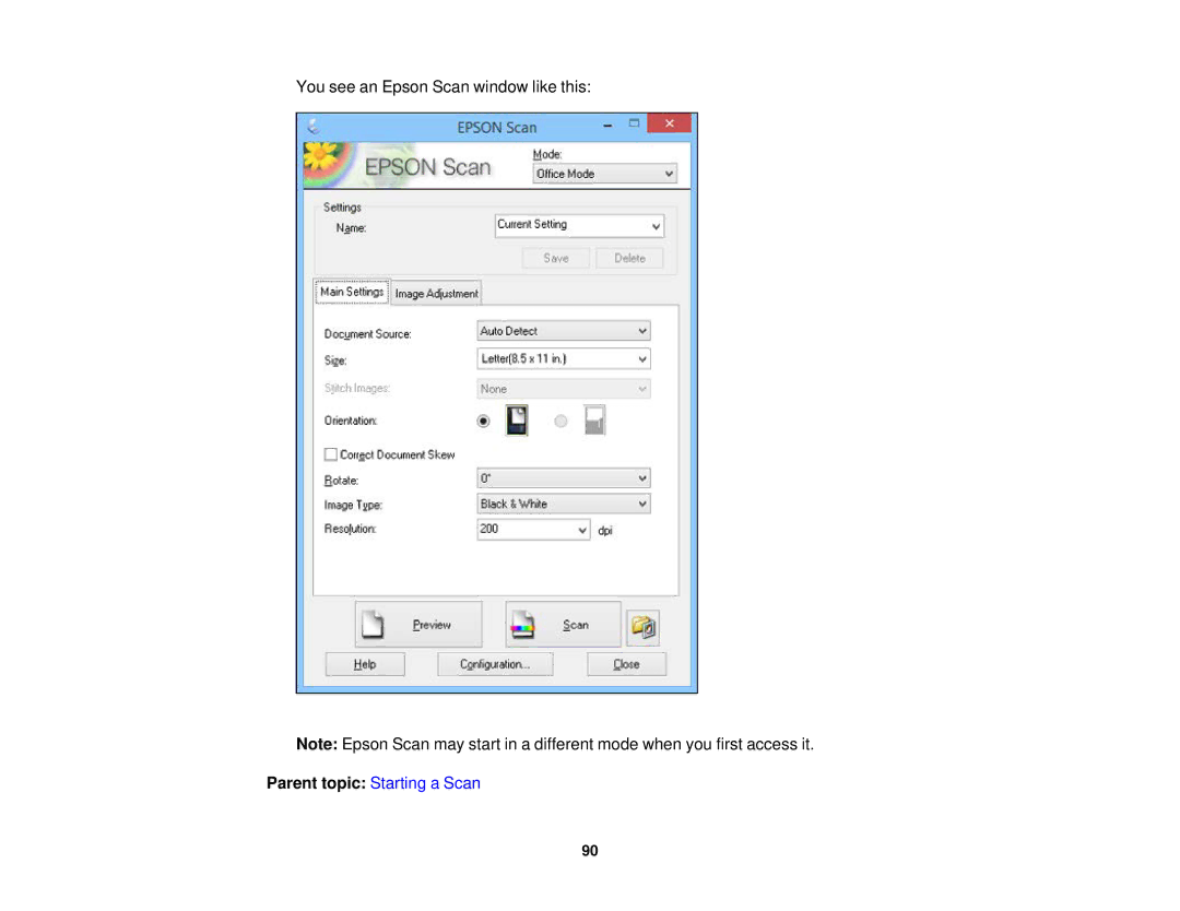 Epson WF-2630 manual You see an Epson Scan window like this 