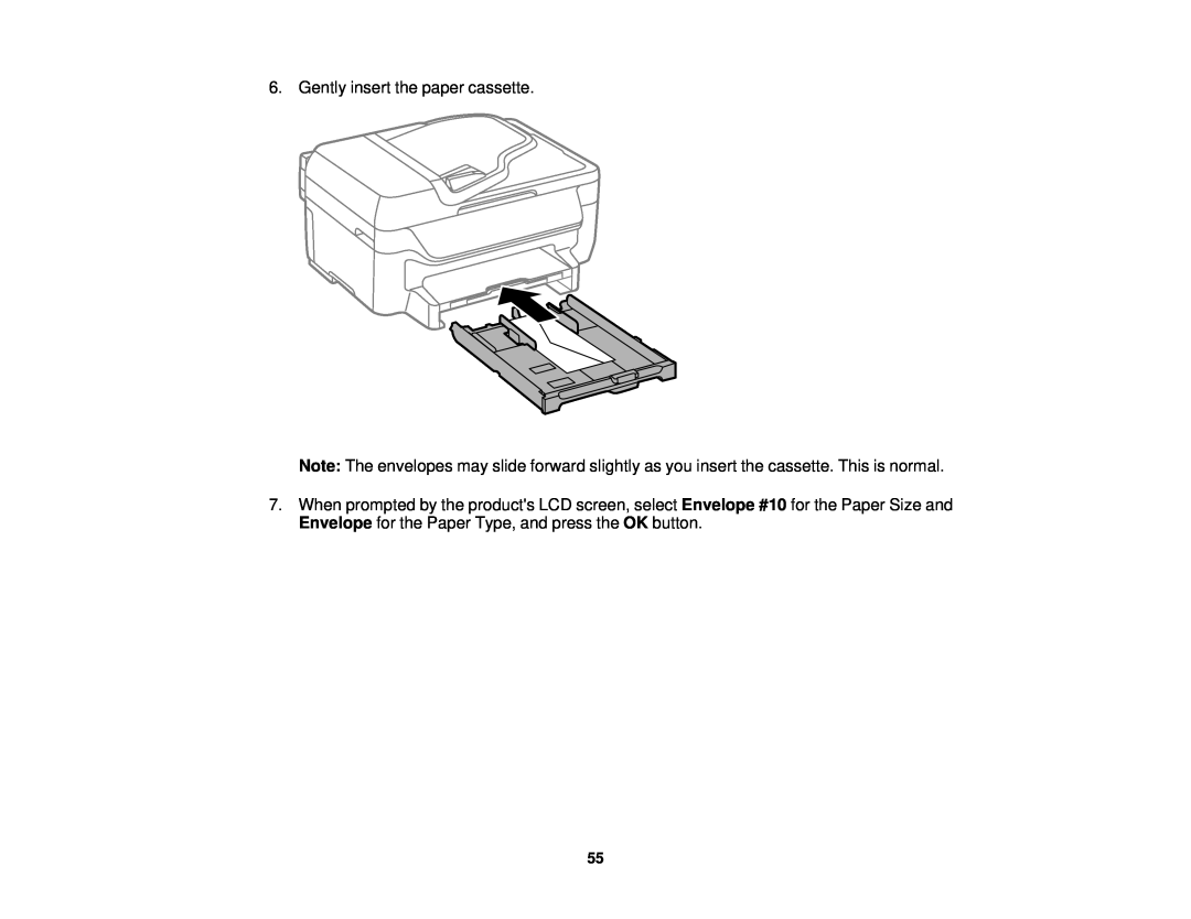 Epson WF-2650 manual Gently insert the paper cassette 