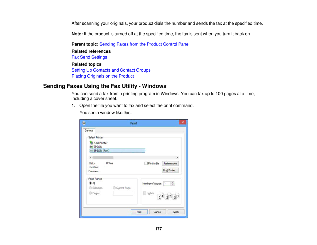 Epson WF-2650 manual Sending Faxes Using the Fax Utility Windows 