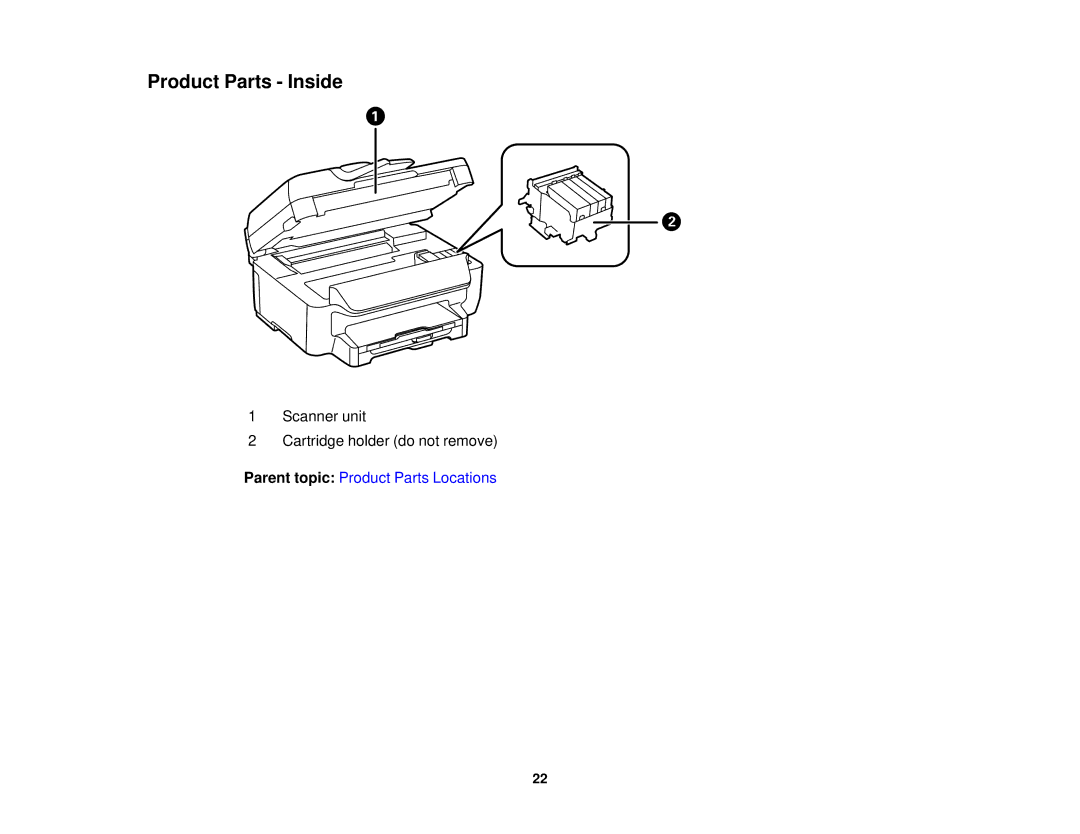 Epson WF-2650 manual Product Parts Inside 