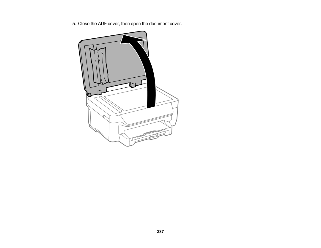 Epson WF-2650 manual Close the ADF cover, then open the document cover 