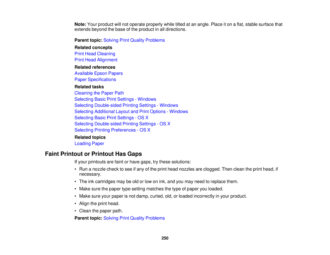 Epson WF-2650 manual Faint Printout or Printout Has Gaps 