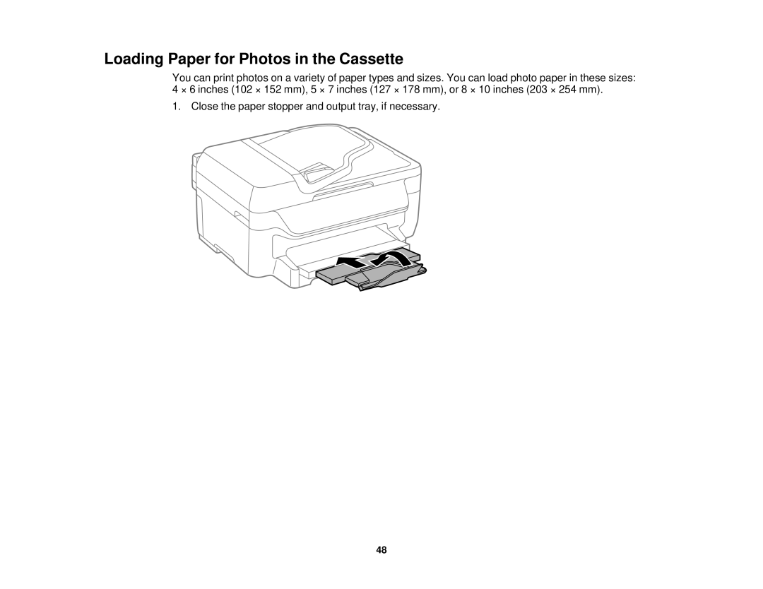 Epson WF-2650 manual Loading Paper for Photos in the Cassette 