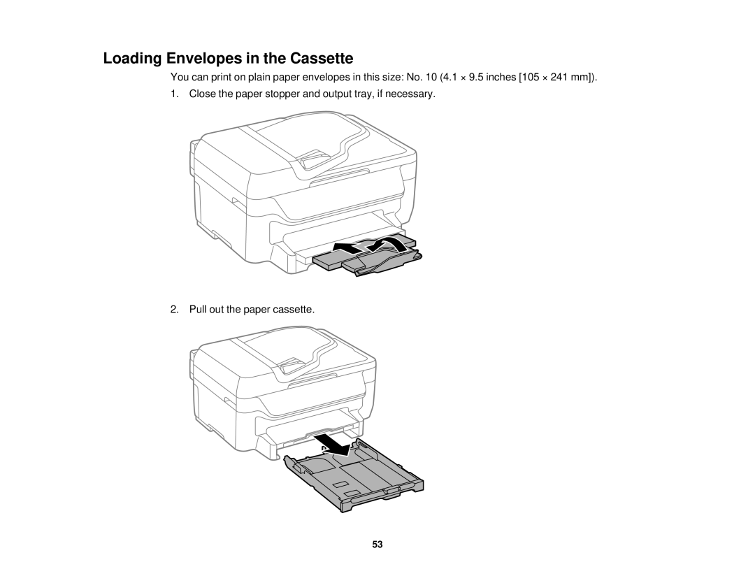 Epson WF-2650 manual Loading Envelopes in the Cassette 