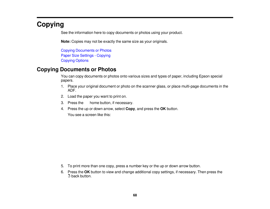 Epson WF-2650 manual Copying Documents or Photos 