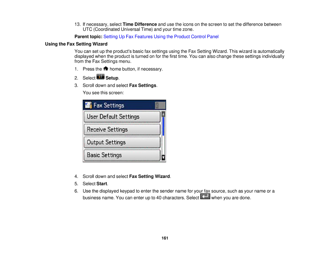 Epson WF2660 manual Using the Fax Setting Wizard 