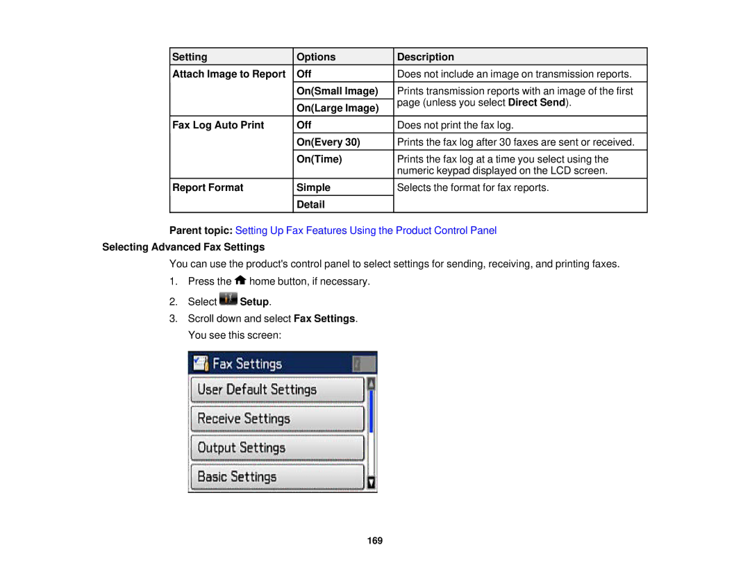 Epson WF2660 manual Selecting Advanced Fax Settings 