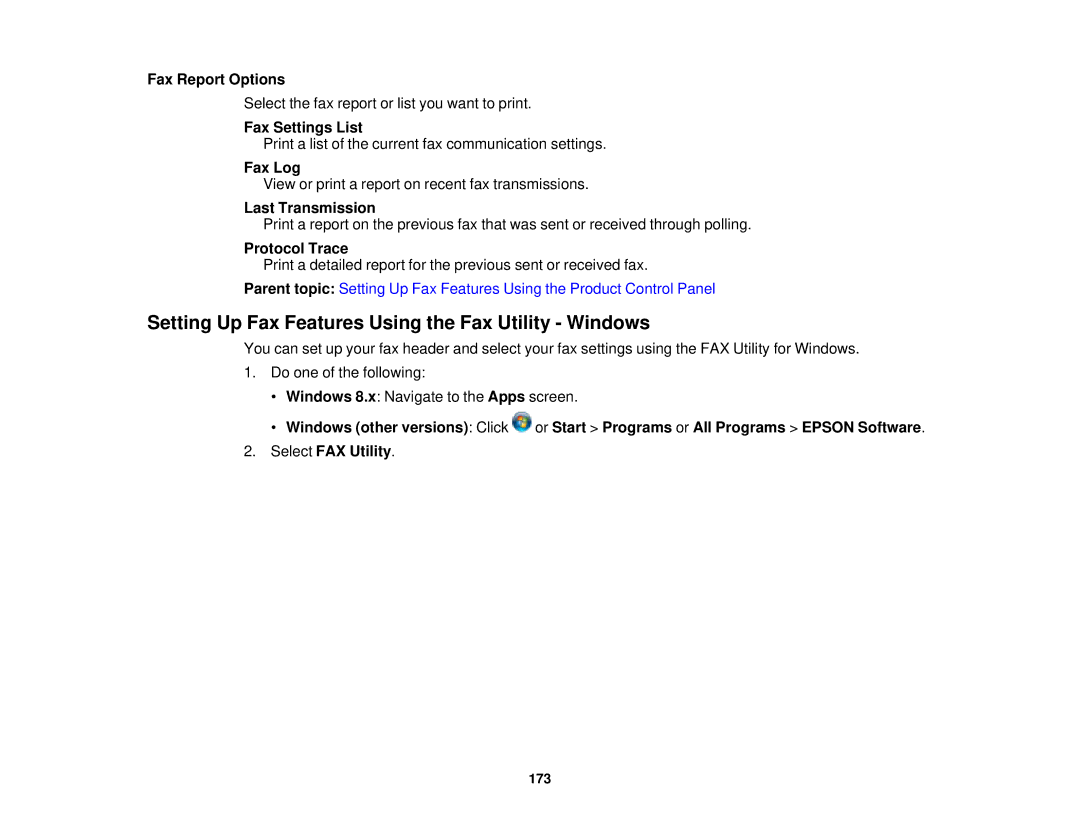 Epson WF2660 manual Setting Up Fax Features Using the Fax Utility Windows 