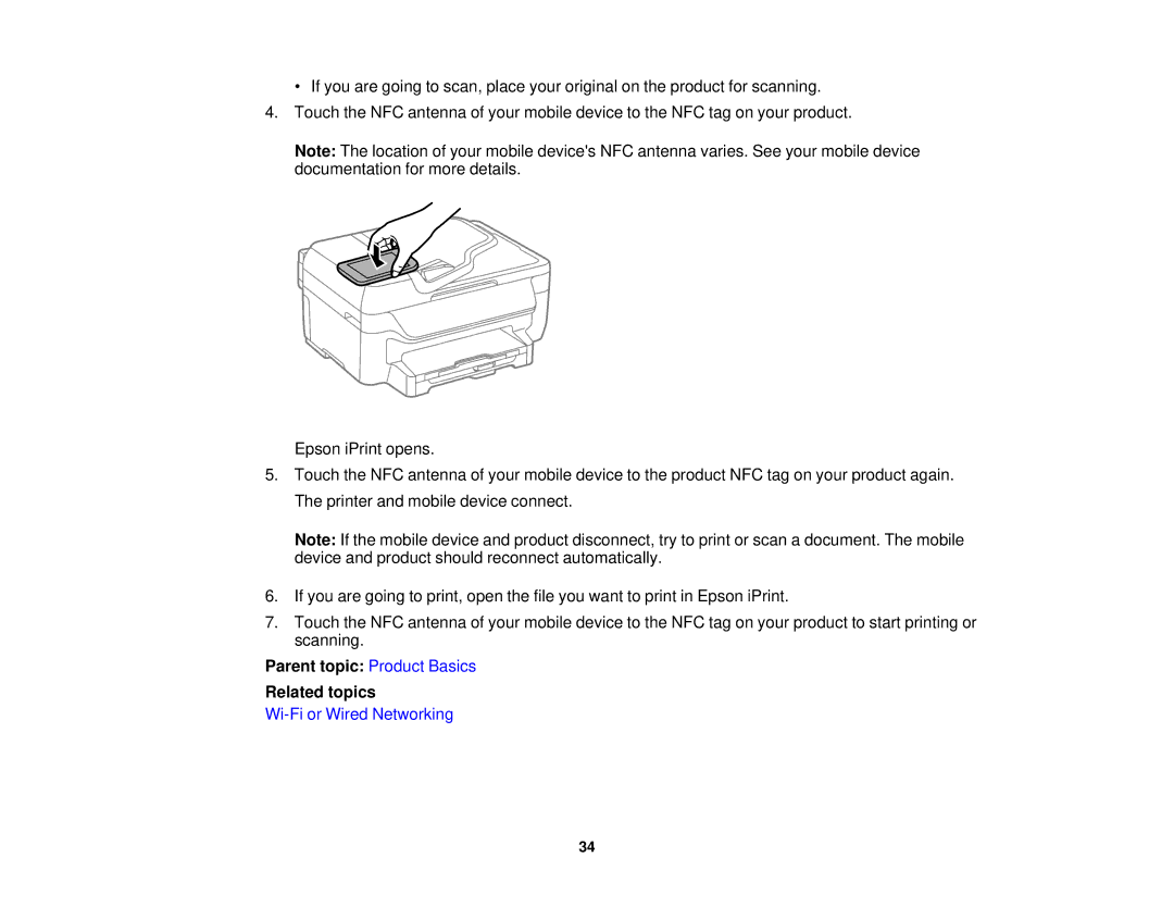 Epson WF2660 manual Parent topic Product Basics Related topics 