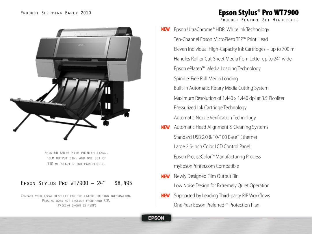 Epson manual Epson Stylus¨ Pro WT7900, Epson Stylus Pro WT7900 24 $8,495 